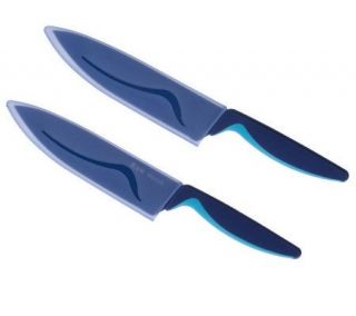 Kuhn Rikon Set of 2 ColoredNonstick Chef Knives with Sheaths