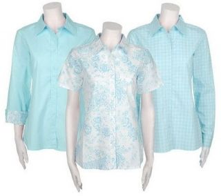 Denim & Co. Set of 3 Wrinkle Resistant Stretch Shirts —