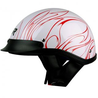 XL XXL PGR B31 Convict White Red Motorcycle Dot Half Helmet