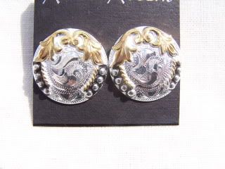Western Sterling Silver Plated Concho Earrings