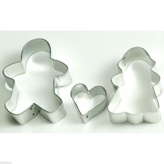  Metal Cookie Cutter Set Heart Gingerbread Boy and Girl Lovers