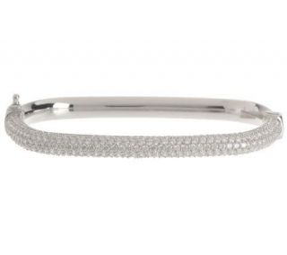 Diamonique 4.00 ct tw Micropave Cushion Shaped Sterling Bangle
