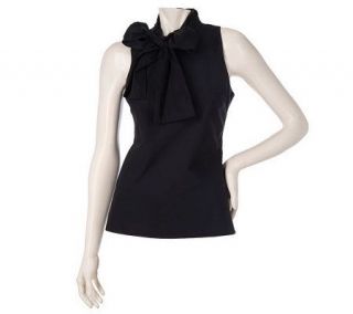 Elisabeth Hasselbeck for Dialogue Sleeveless Top w/ Bow Detail