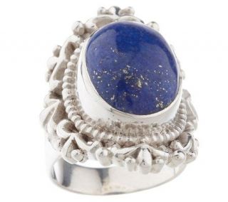 Artisan Crafted Sterling Oval Lapis Cabochon Ring —
