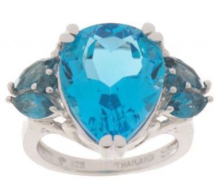 40 ct tw Ostroblue and LondonBlueTopaz Sterling Ring —