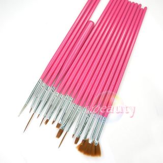 15 Pcs Nail Art Cosmetic Tools Polish Pen Brush Set DIY UV Gel