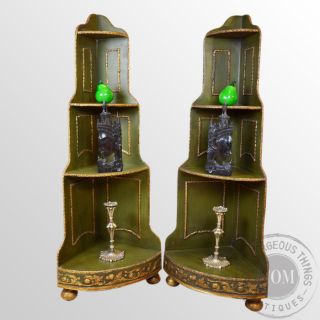 Pair of Open Bookcases Corner Shelf Units Art Deco Period French