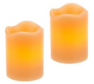 CandleImpressio S/2 4 Melted Top Flameless Pillar Candles w/ Prog 