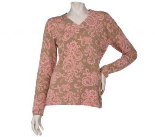 Mark Zunino Long Sleeve Printed V Neck Pullover —