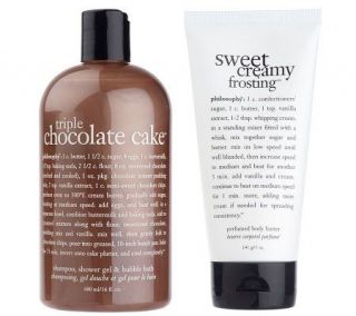 philosophy chocolate cake gel & sweet creamy frosting body butter duo 