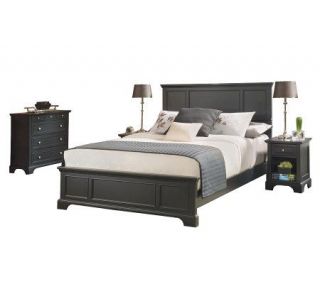 Home Styles Bedford Black Queen Bed, Nightstand, & Chest —