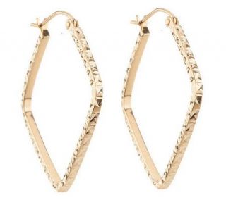 Diamond Cut Square Hoop Earrings 14K Gold —