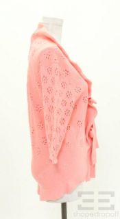 Valentino Pink Cotton Eyelet Tie Front Cardigan Size Large
