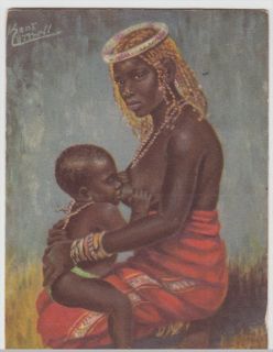 South Africa Mother Feeding Child Kent Cottrell Artist Signed Postcard