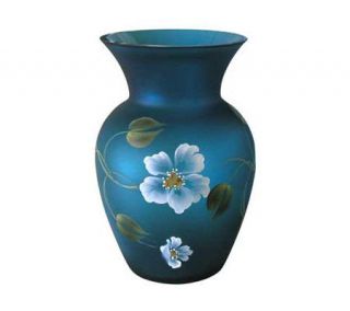 Fenton Art Glass Turquoise Vase —