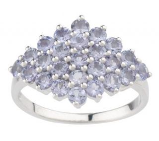 Sterling 1.30 ct tw Tanzanite Pave Cluster Ring —