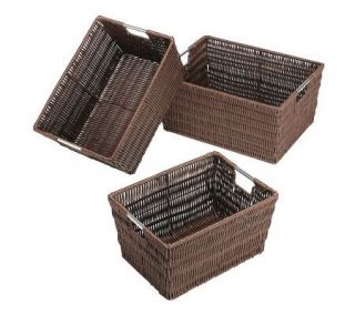 Whitmor Set of Three Rattique Baskets   Java —