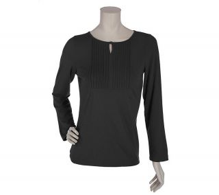 Me by Emme Long Sleeve Knit Top w/ Tuxedo Bib Detail —