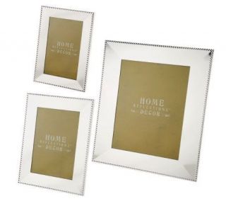 HomeReflections Set of 3 Beaded Silver Colored Frames —