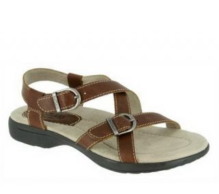 Eastland Womens Lagoon Leather Cross Strap Sandal with Buckle