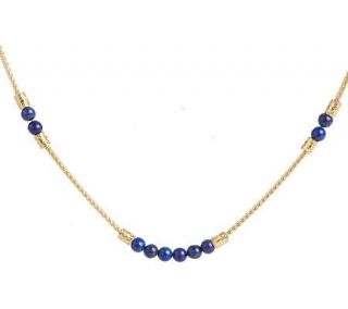 Jacqueline Kennedy Simulated Lapis Bead Long Necklace —