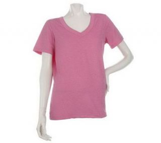 Liz Claiborne New York Short Sleeve Heathered V Neck T Shirt