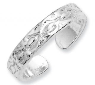 Sterling Etched Design Toe Ring —