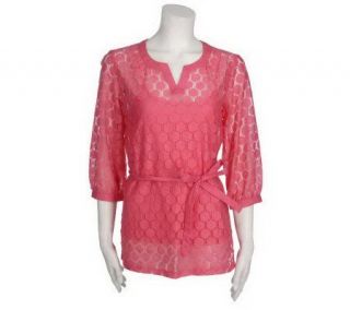 As Is Susan Graver Open Lace Tunic w/ Stretch Tank —