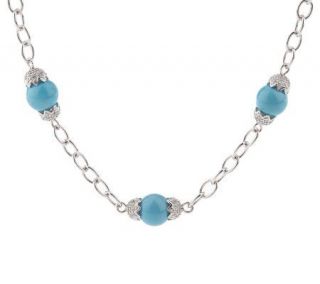 Esposito Diamonique Sterling Turquoise StationNecklace —