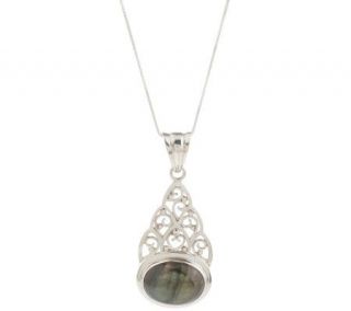 Artisan Crafted Sterling Labradorite Pendant w/ Chain —