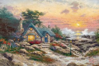 200 Cottage by The Sea 18x27 A P Framed Limited Edition Kinkade