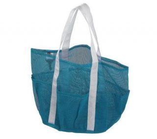 Oversize Mesh Tote Bag w/6 Exterior Pockets and Keychain Hook