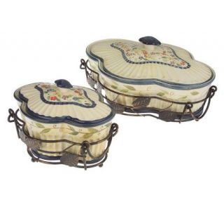 Temp tations Petals 4 piece Covered Ovenware Set with Trivets