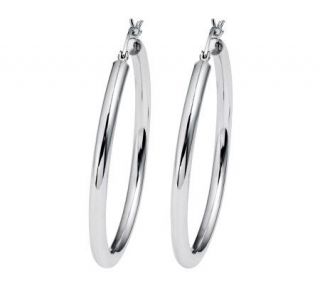 Polished White Medium Hoop Earrings, 14K —
