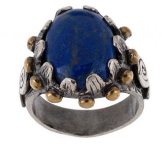 Artisan Crafted Sterling/Brass Lapis Ring —
