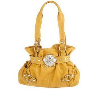 KathyVanZeeland Crinkled Nappa Belted Shopper with Jewel Hardware 