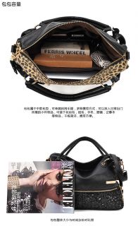  PU Clutch Lady Fashion Sexy Cool Lux Punk Leopard Sequin Gift