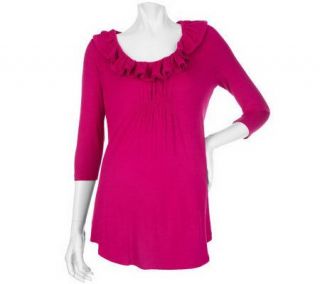 Ava Rose Knit Tunic with Ruffled Neckline and Smocking Detail   A96655