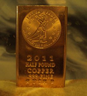 Fallen Heroes Military 1 2 Pound 999 Copper Bullion Bar Investment