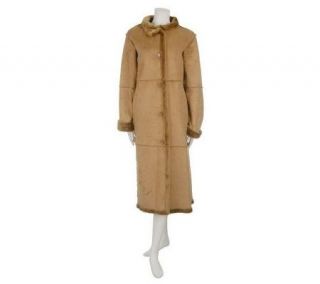 Centigrade Washable Faux Shearling Button Front Petite LongCoat