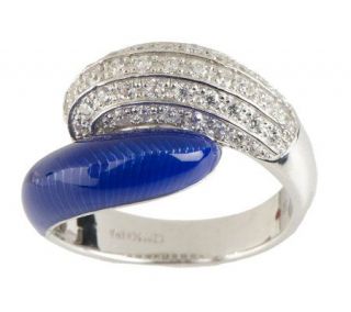 Hidalgo Diamonique Sterling Enamel Wrap Ring —