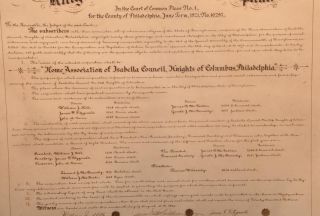 Knights of Columbus 1921 Isabella Council 328 Document