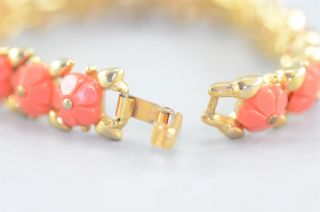 costume jewelry trifari coral carved rose gold tone bangle bracelet