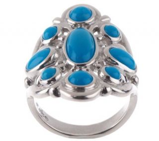 Sleeping Beauty Turquoise Bold Sterling Cluster Ring —