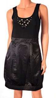 New $158 Max Cleo Sexy Womens Beaded Knit Satin Black Dress Sz 8