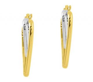 Polished Two tone Fancy Triangle Hoop Earrings,14K Gold —