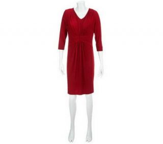 Women with Control 3/4 Sleeve Shaper Dress w/Ruching —