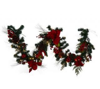 BethlehemLights Pre lit 6 Amaryllis Deluxe Garland —