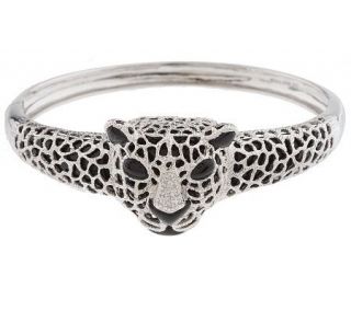 Sterling Onyx Panther Cuff Bracelet —