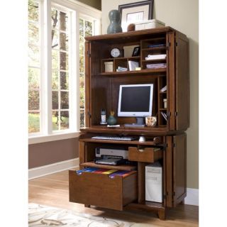 Home Styles Arts and Crafts Compact Office Armoire Desk and Hutch